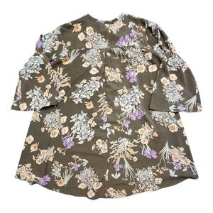 Umgee USA Floral Print Tunic‎ Top Blouse Women's Medium Bell Sleeve Cottage